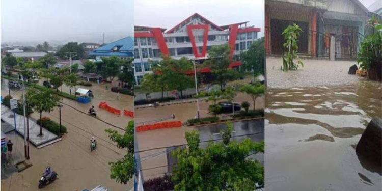 Suasana Banjir mengepung Kota Masohi, minggu (17/7/2022). Foto : Harold Mathew Pattiasina-Hallatu