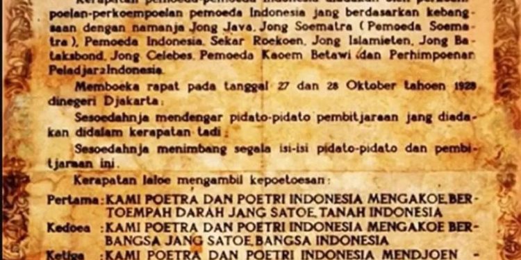 Naskah Putusan Congres Pemuda-Pemuda Indonesia. (Sumber: Historia.id)