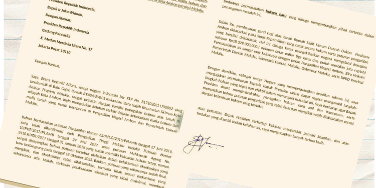 Evans Alfons Layangkan surat kepada presiden Joko Widodo.