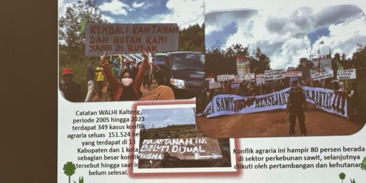 Keterangan gambar: Transformasi untuk Keadilan (TuK INDONESIA), Perhimpunan Pembela Masyarakat Adat Nusantara (PPMAN), dan WALHI Kalimantan Tengah meluncurkan laporan penelitian berjudul “Di Balik Tragedi Berdarah Bangkal Seruyan: Di Negeri Kami ‘Sawit Lebih Mahal dari Nyawa Manusia’” yang mengungkap sisi kelam dari konflik agraria akibat ekspansi industri kelapa sawit di Bangkal Seruyan, Kalimantan Tengah. Laporan ini juga telah diserahkan kepada Komnas HAM pada 30 Oktober 2024.