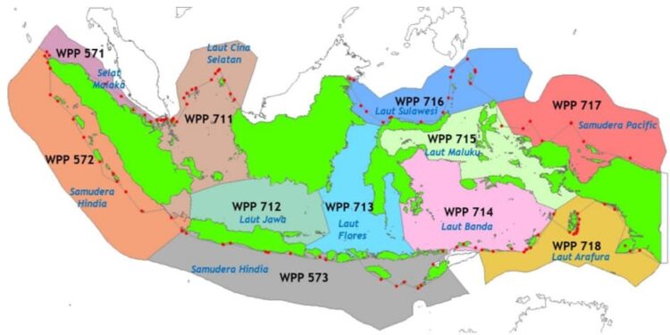 Keterangan gambar: 11 wilayah pengelolaan perikanan Negara Indonesia. (Sumber foto: Laman Website Handal Selaras)